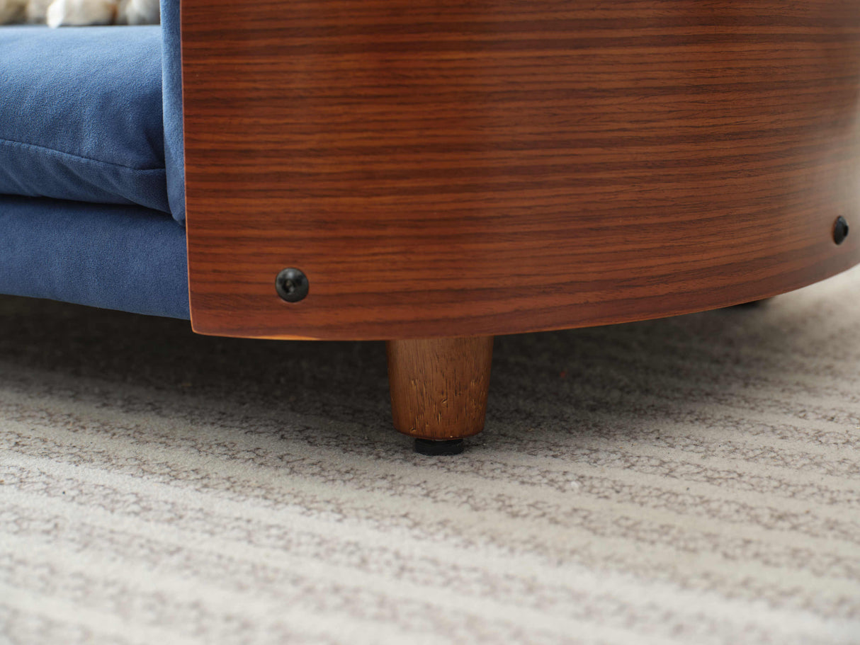 Scandinavian Style Elevated Dog Bed Pet Sofa Velvet Dark Blue Small Size