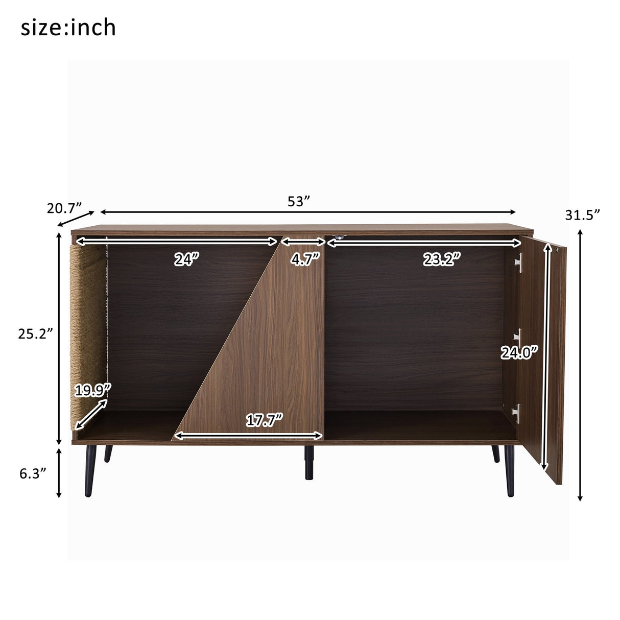 Cat Furniture 2 in 1 Modern Walnut Cabinet Side Table with Spring-Loaded Door