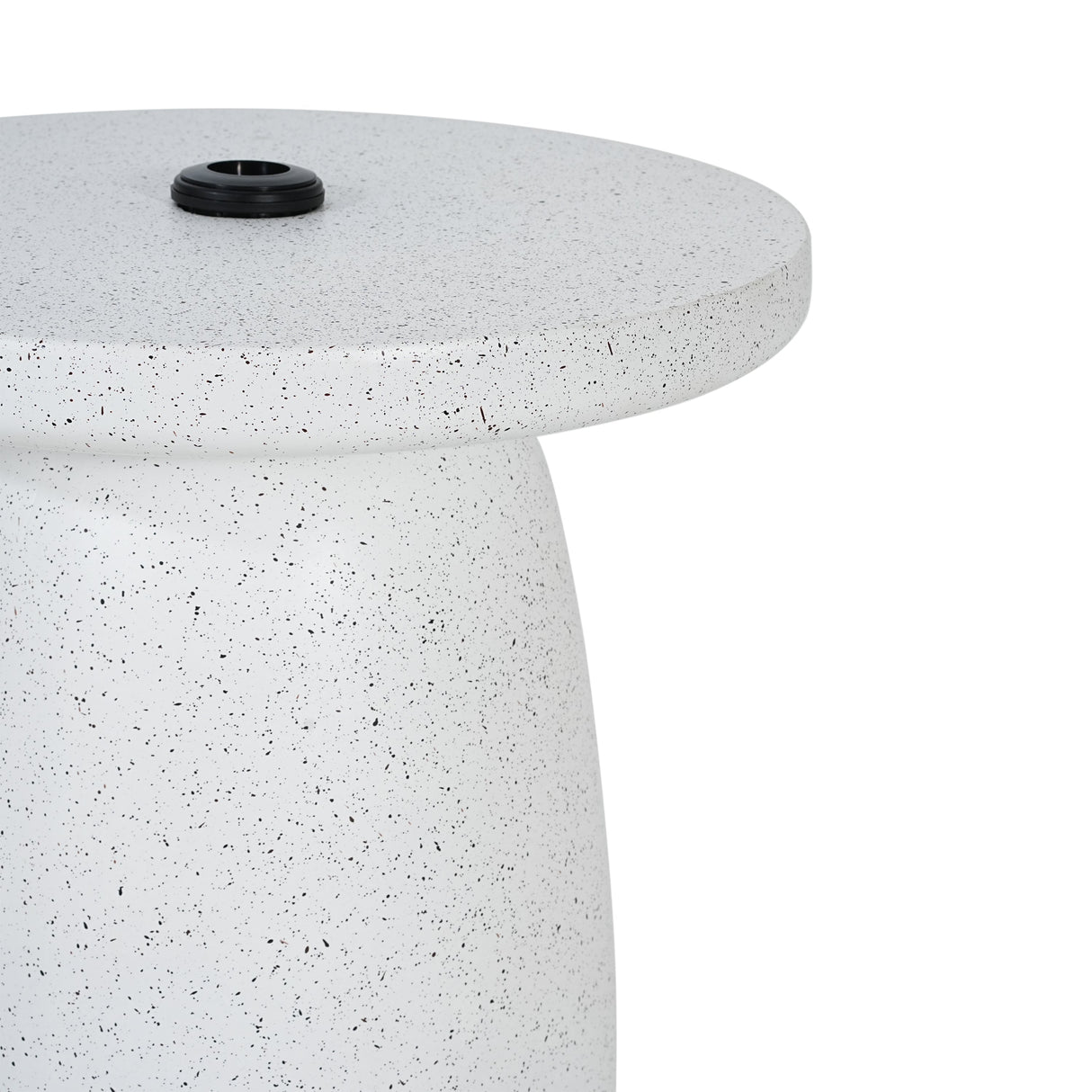Tess MGO Outdoor Patio Side Table Umbrella Base in White Marble