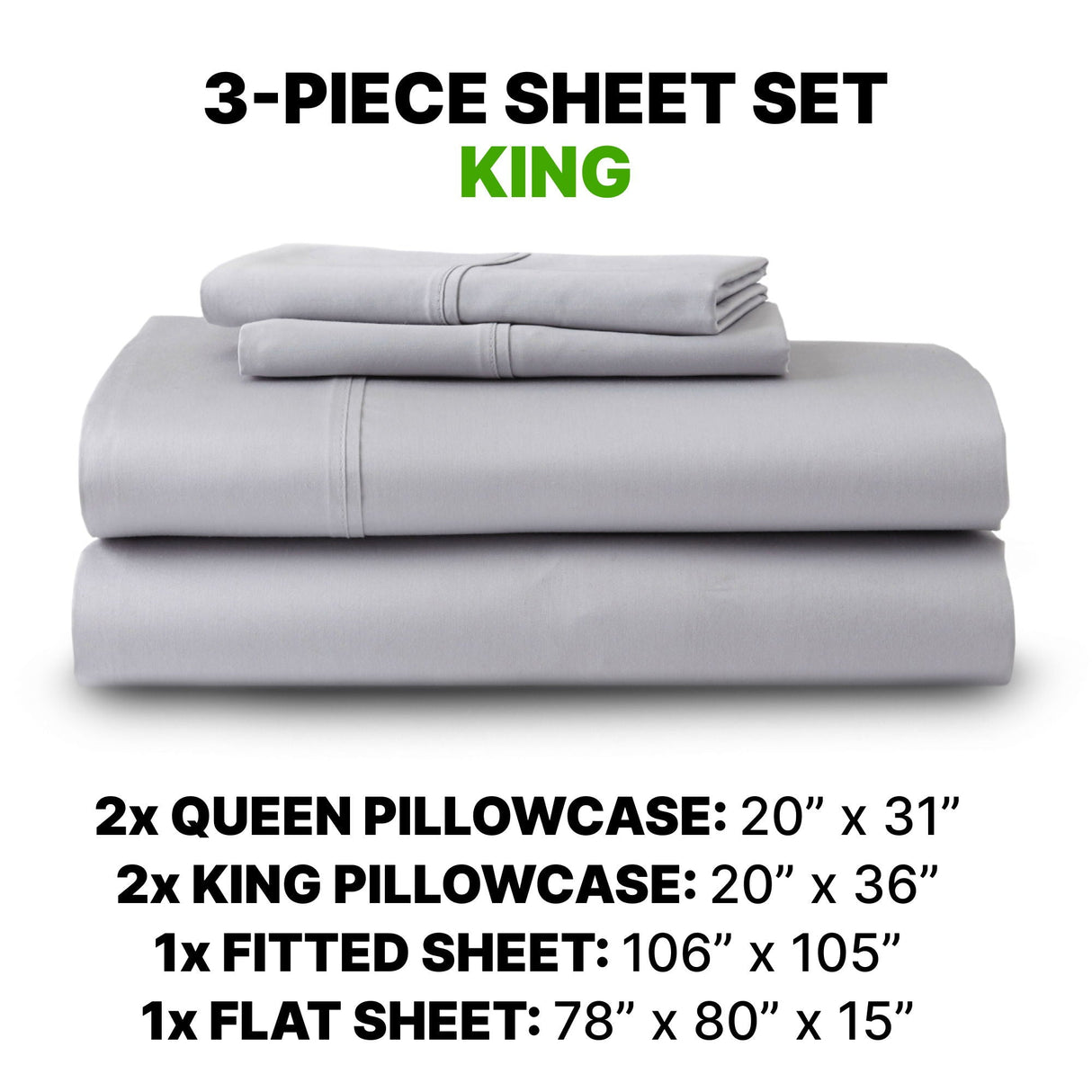 Sheet Set Luxurious Supima, Wrinkle Resistant, Breathable, With 2 Ghostgrip Band