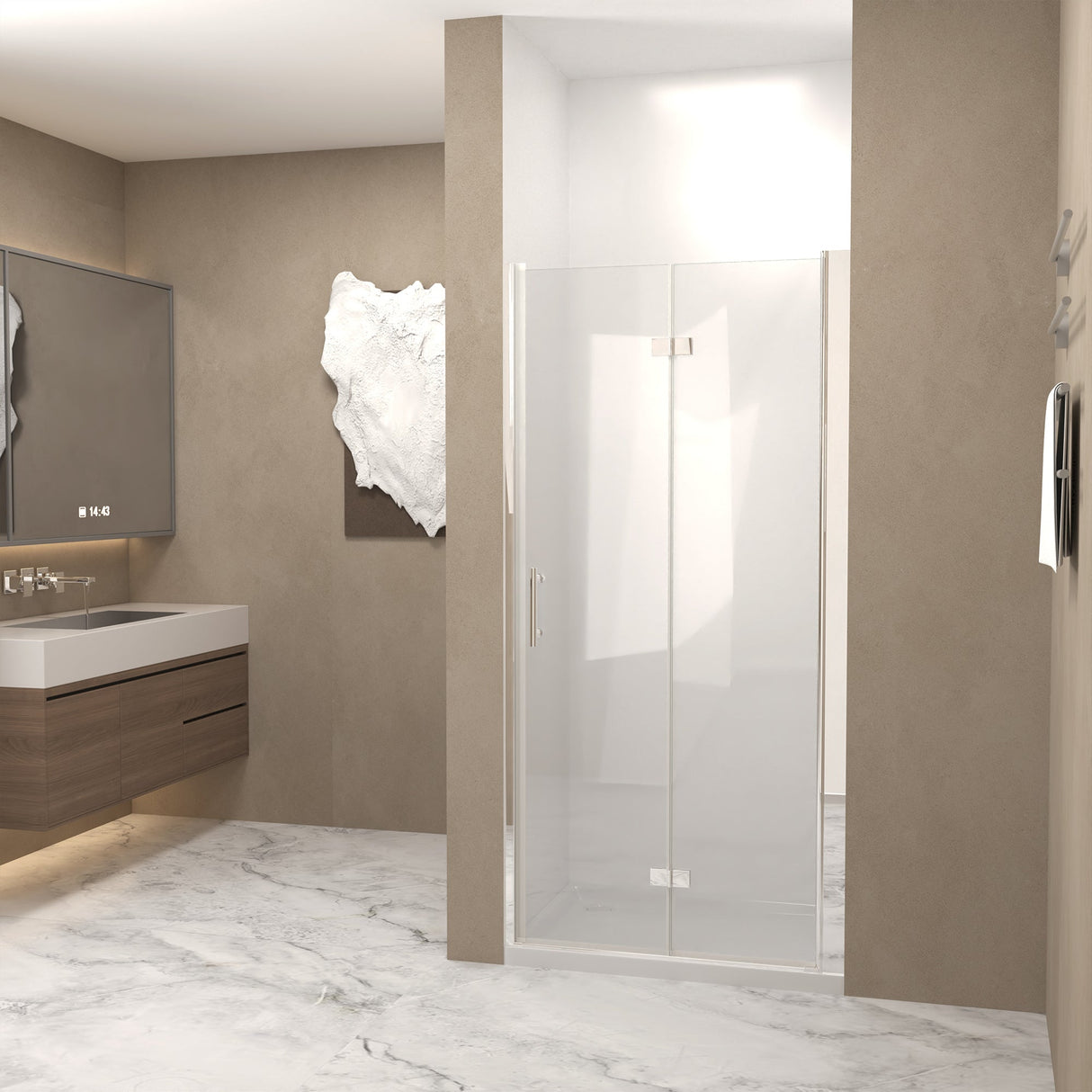 31-30"x 72" Bifold Shower Door, 1/4" (6mm) Tempered Glass