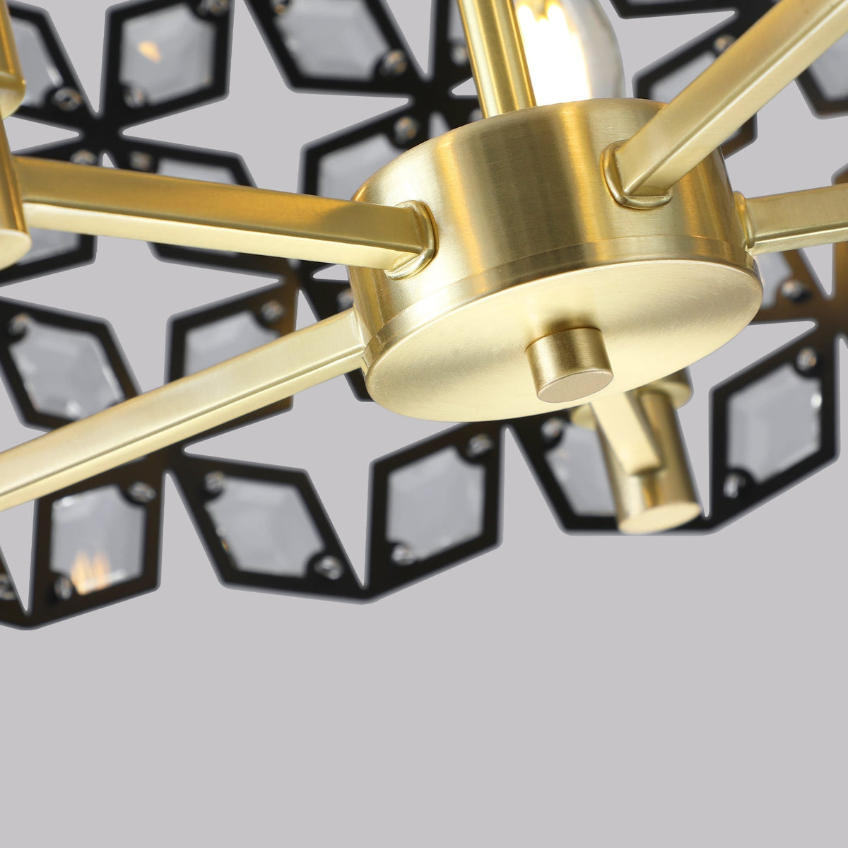 19' Geometric Crystal and BlackGold Round Pendant Chandelier