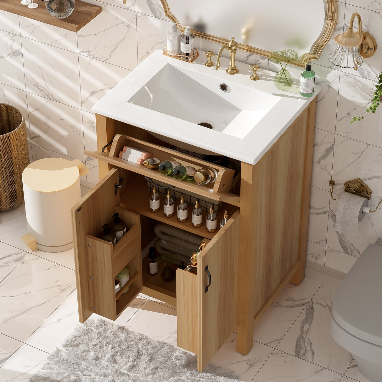 24" Bathroom Vanity with Solid Wood Frame