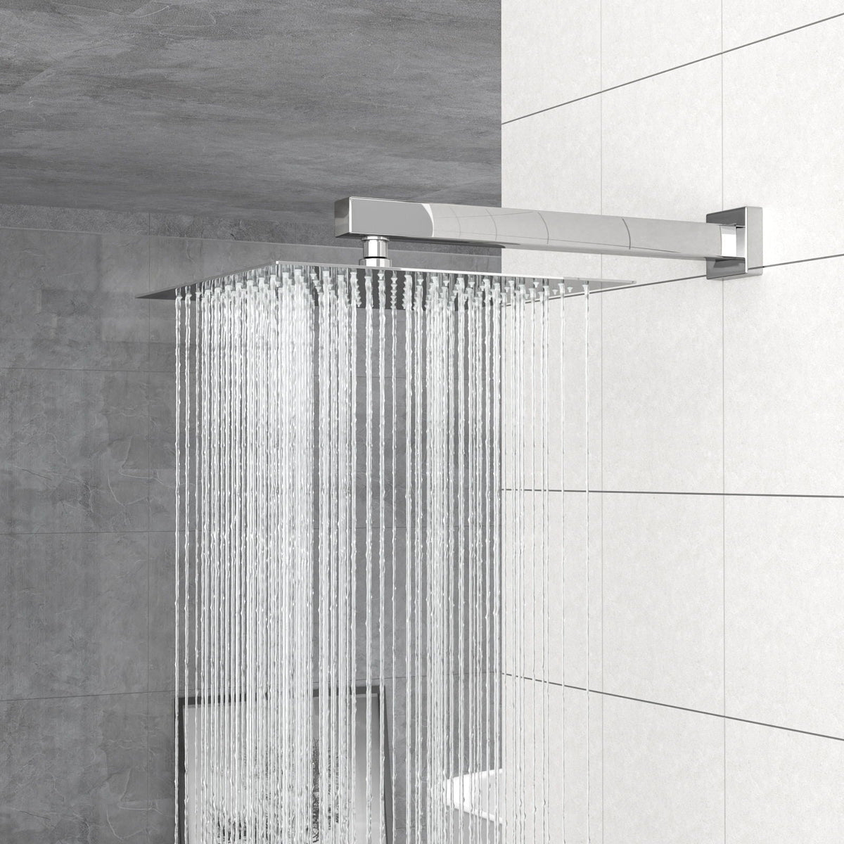 Dual Shower Head System With Square Rain Shower And Rough In Valve
