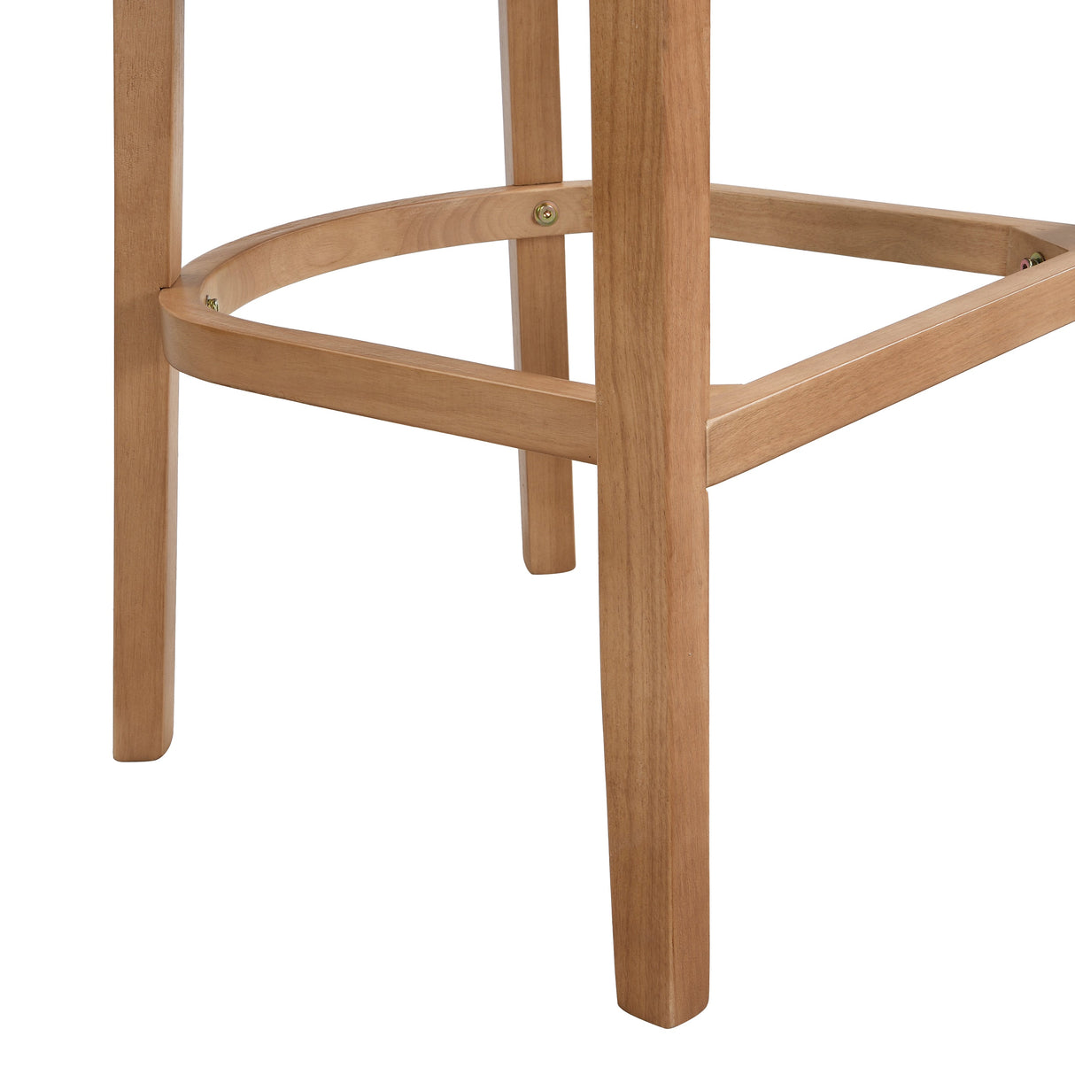 Wood And Rattan Upholstered Arm Bar Stools, Set of 2