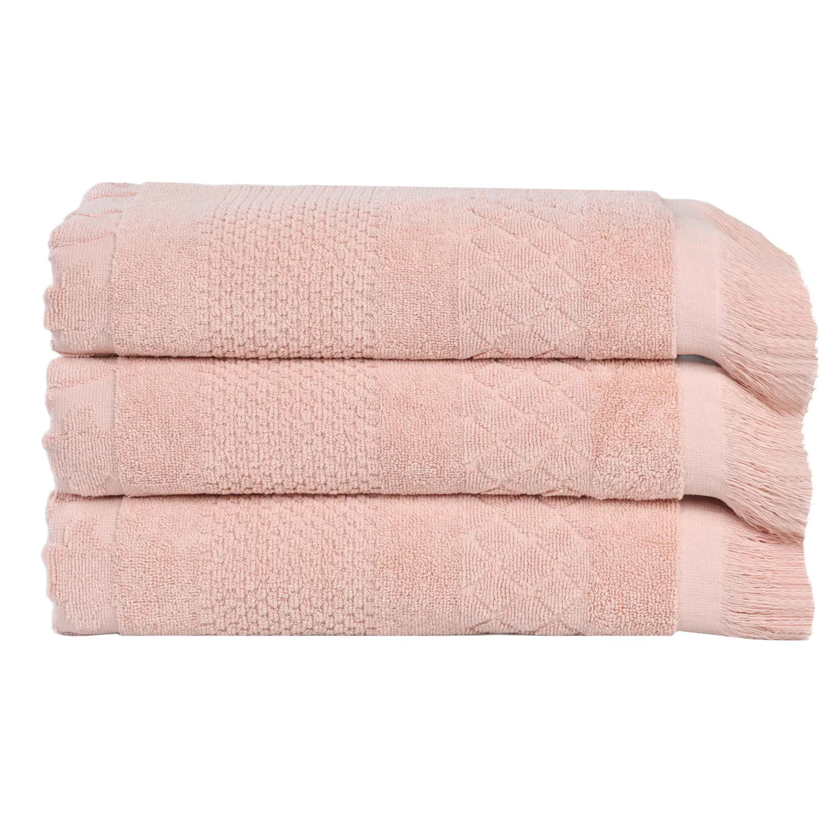 Cotton Geometric Jacquard Absorbent Bath Towel Set of 3 - Bath Towel by Superior Brand