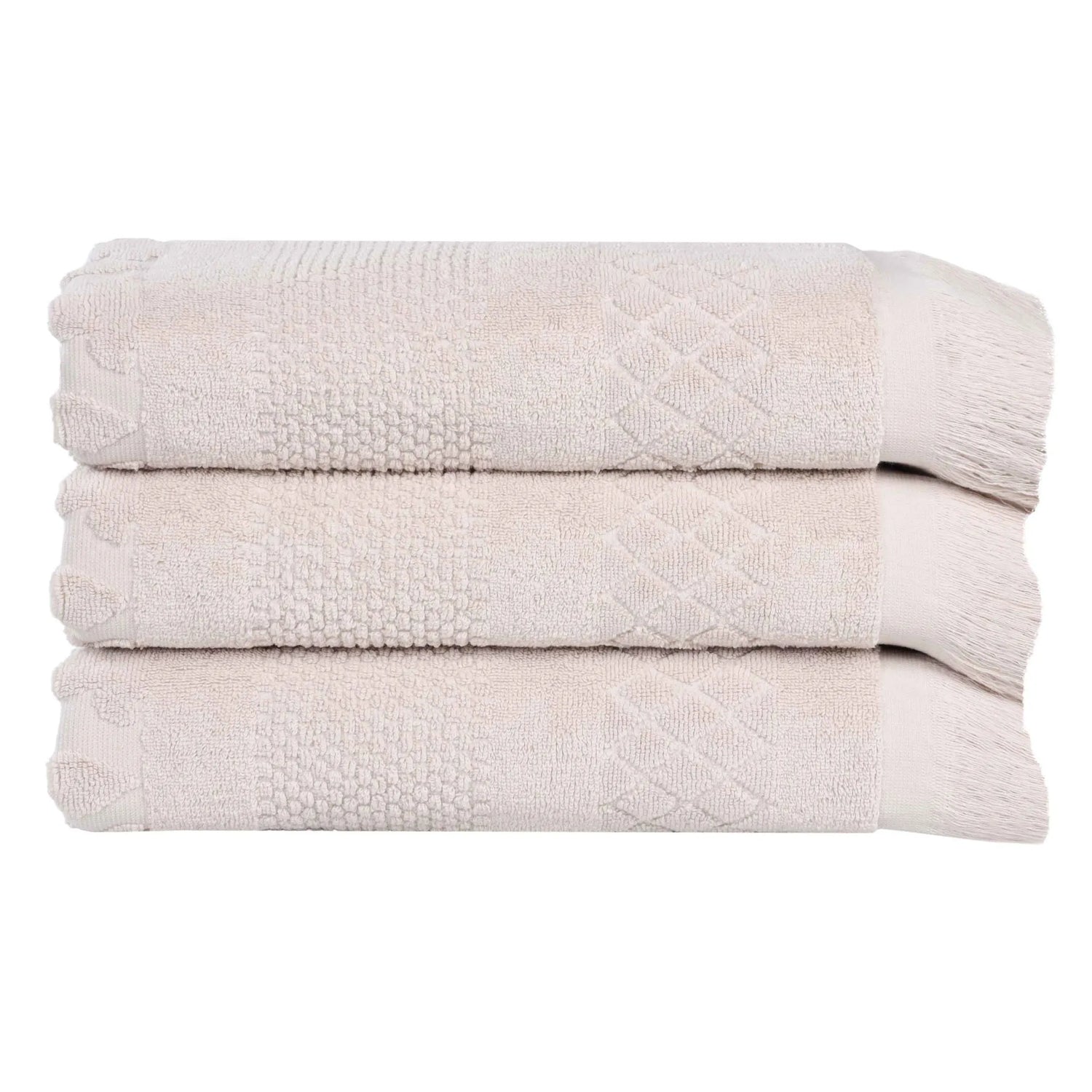 Cotton Geometric Jacquard Absorbent Bath Towel Set of 3 - Bath Towel by Superior Brand