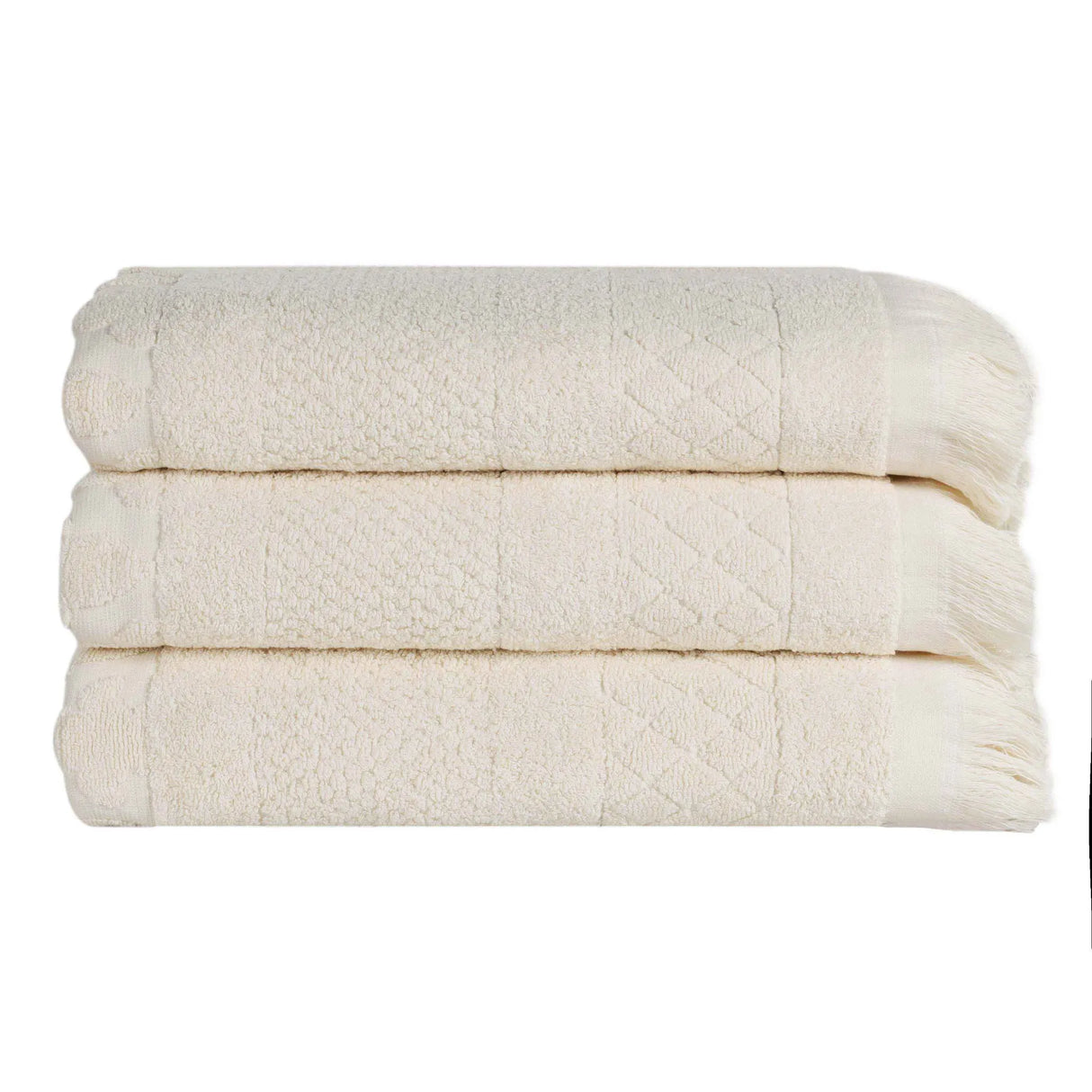 Cotton Geometric Jacquard Absorbent Bath Towel Set of 3 - Bath Towel by Superior Brand