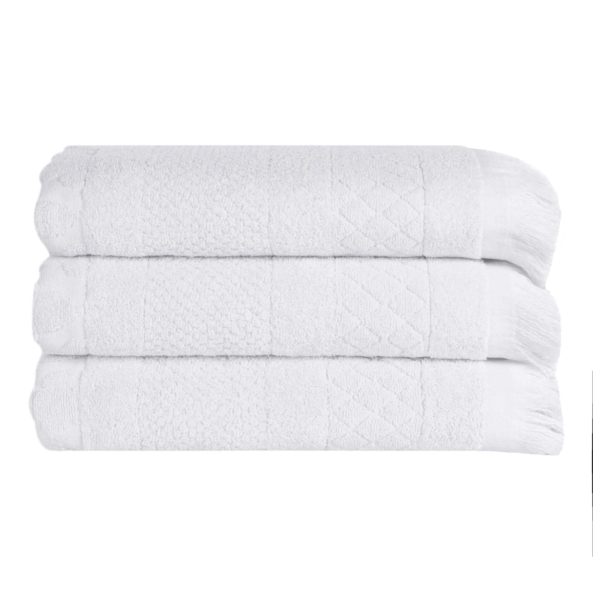 Cotton Geometric Jacquard Absorbent Bath Towel Set of 3 - Bath Towel by Superior Brand