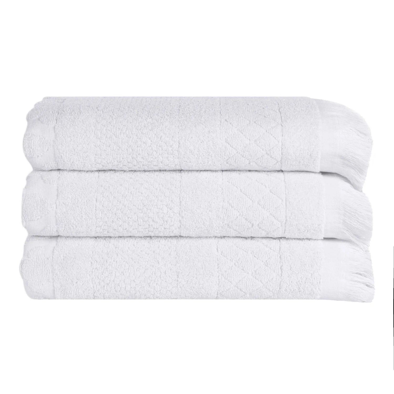 Cotton Geometric Jacquard Absorbent Bath Towel Set of 3 - Bath Towel by Superior Brand
