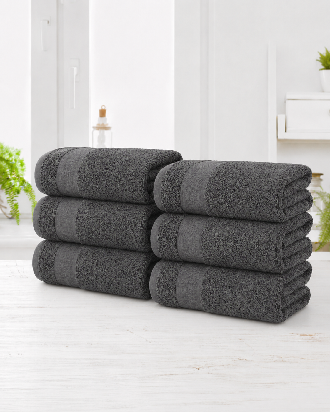 6-Pack 100% Cotton Bath Towel Set – 27 x 52 Inch Soft, Absorbent & Quick-Dry Towels
