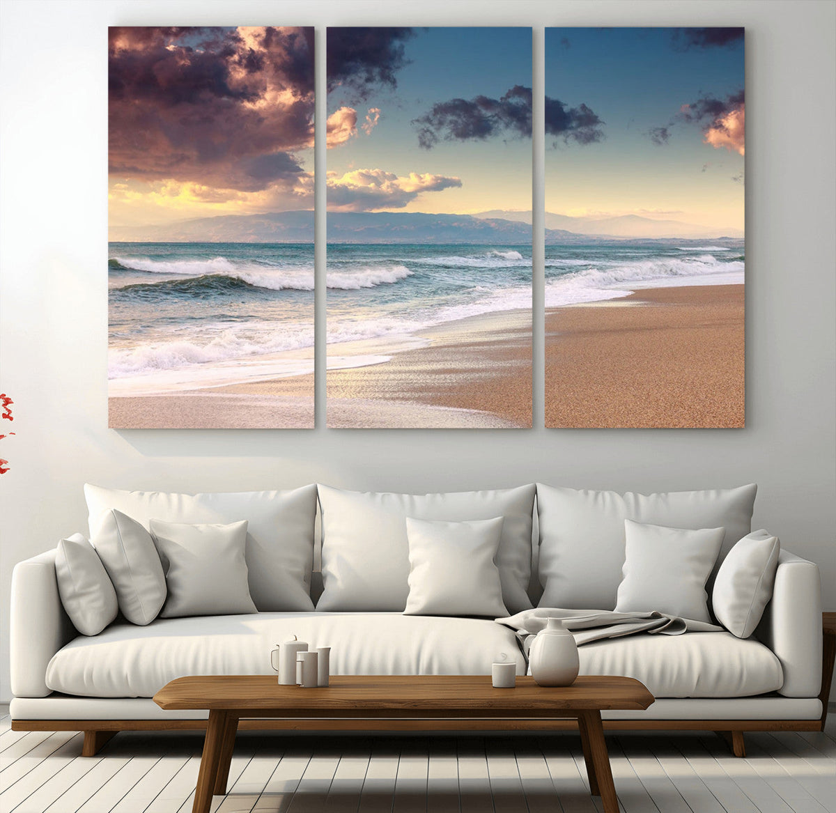 Cloudy Weather Beach Sunset Canvas Print | Sunrise Wall Art