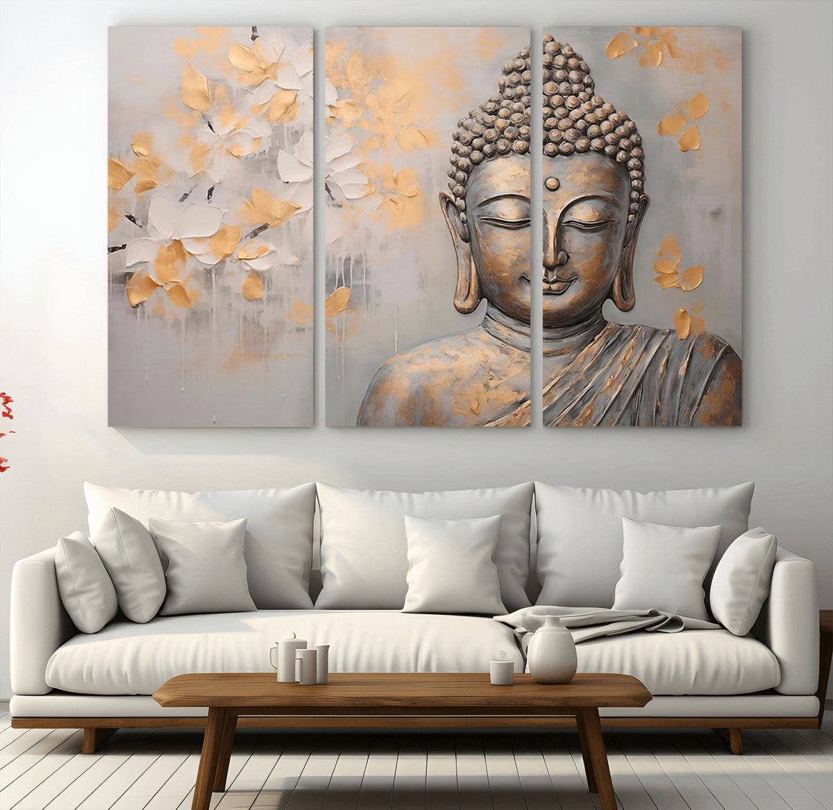 Abstract Buddha Statue Wall Art Canvas Print - Modern