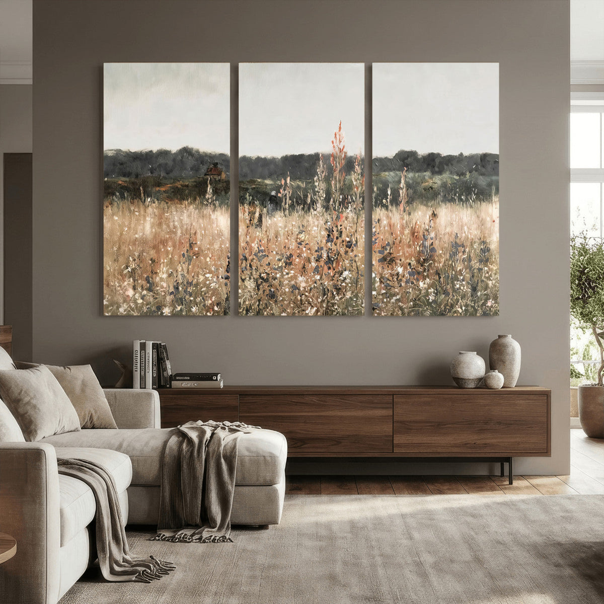 Rustic Field Landscape Wall Art Print, Giclee Canvas Wall