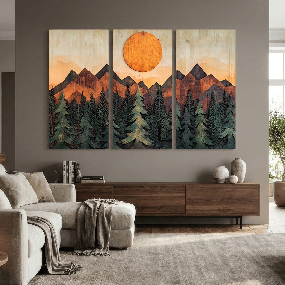 Sunset Mountain Landscape Canvas Wall Art Print - Nature