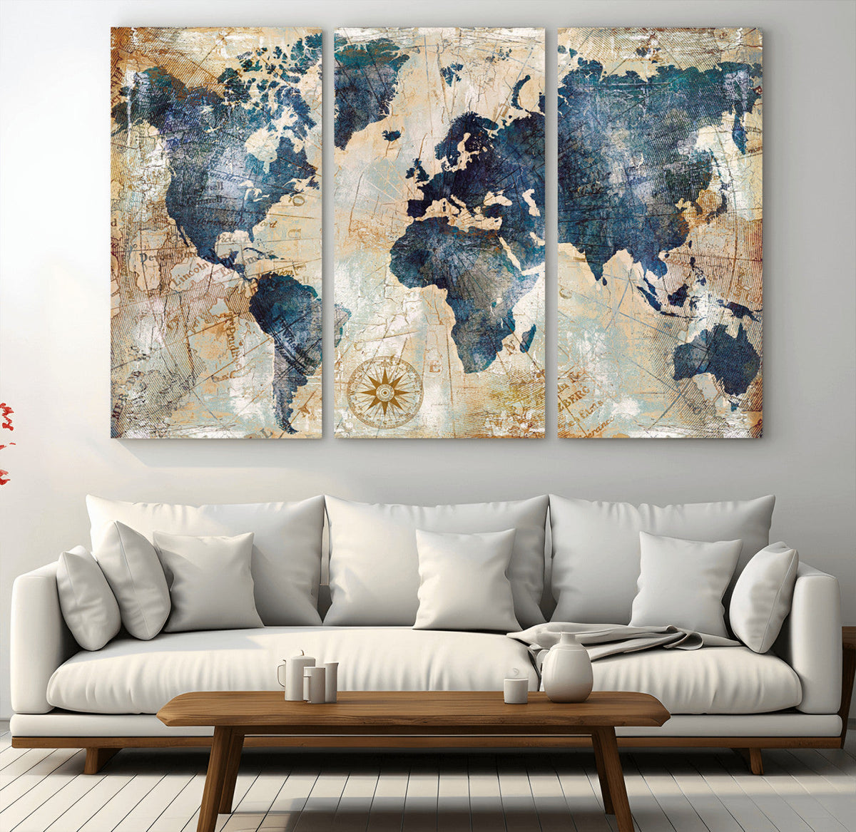 World Map Canvas Print – Framed Wall Art for Couples,