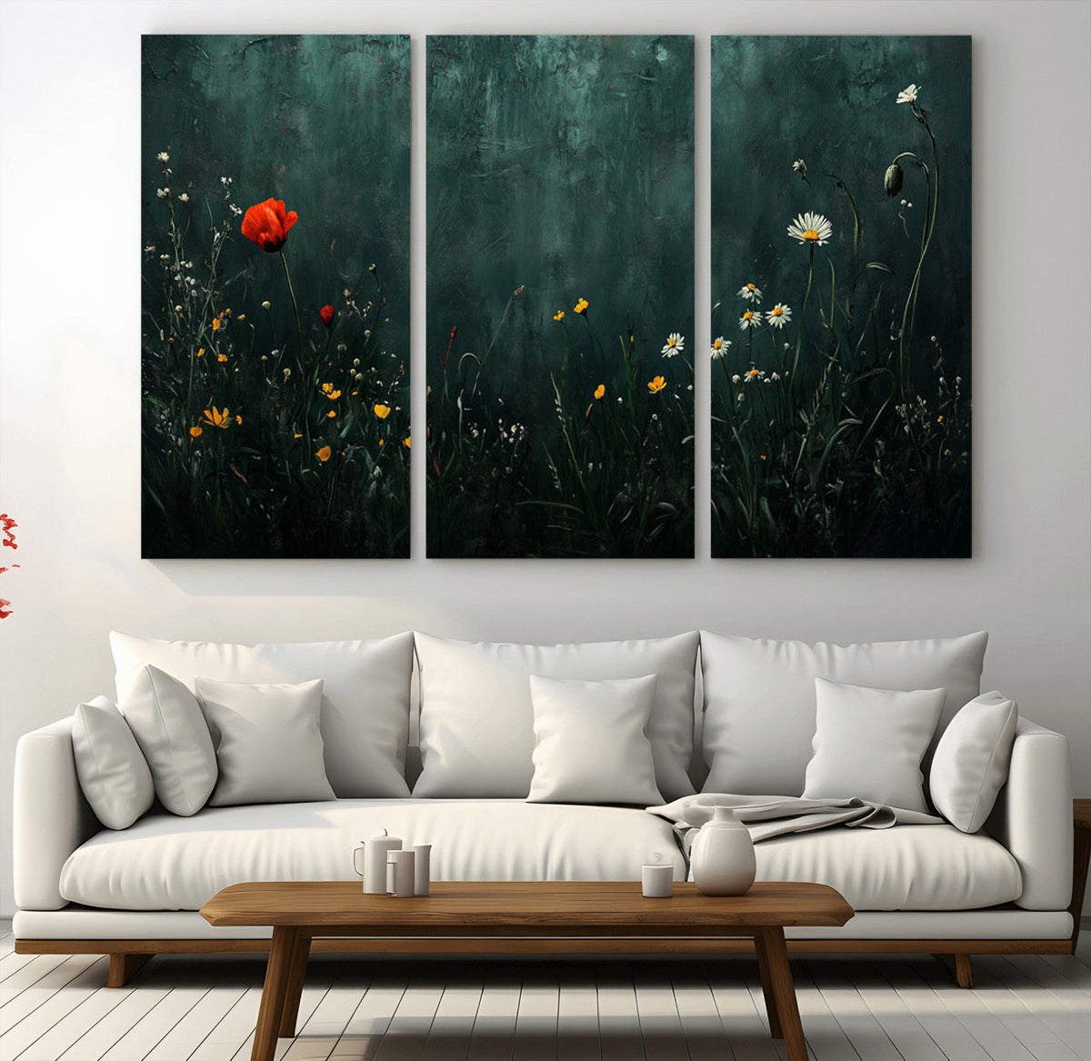 Wildflower Field Framed Wall Art, Vintage Botanical