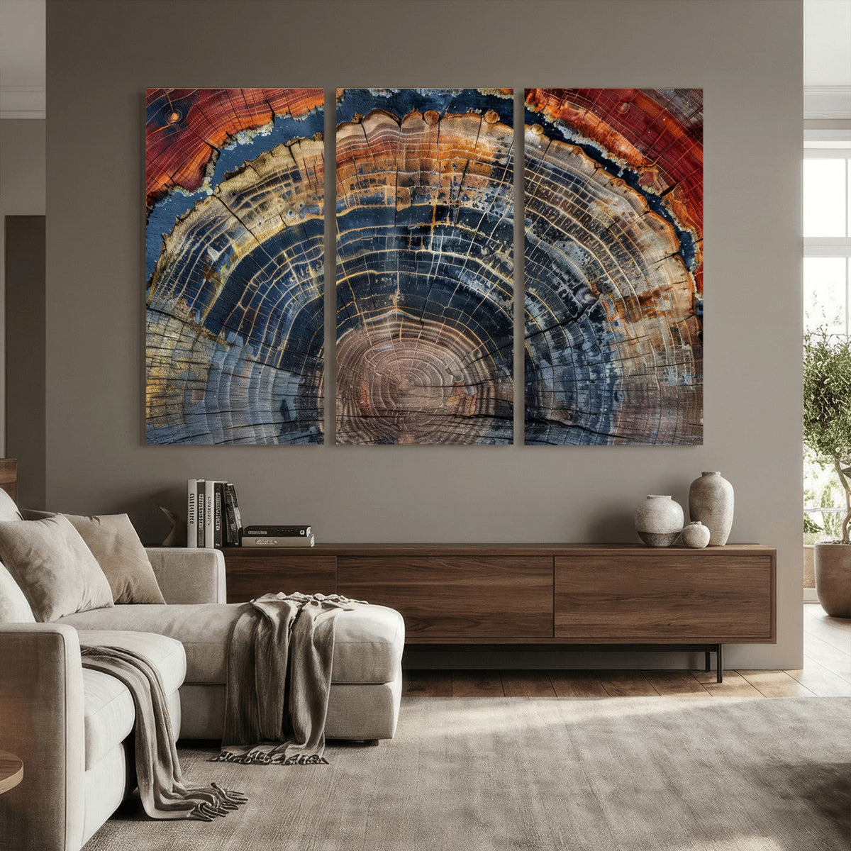 Abstract Tree Ring Wall Art Canvas Print