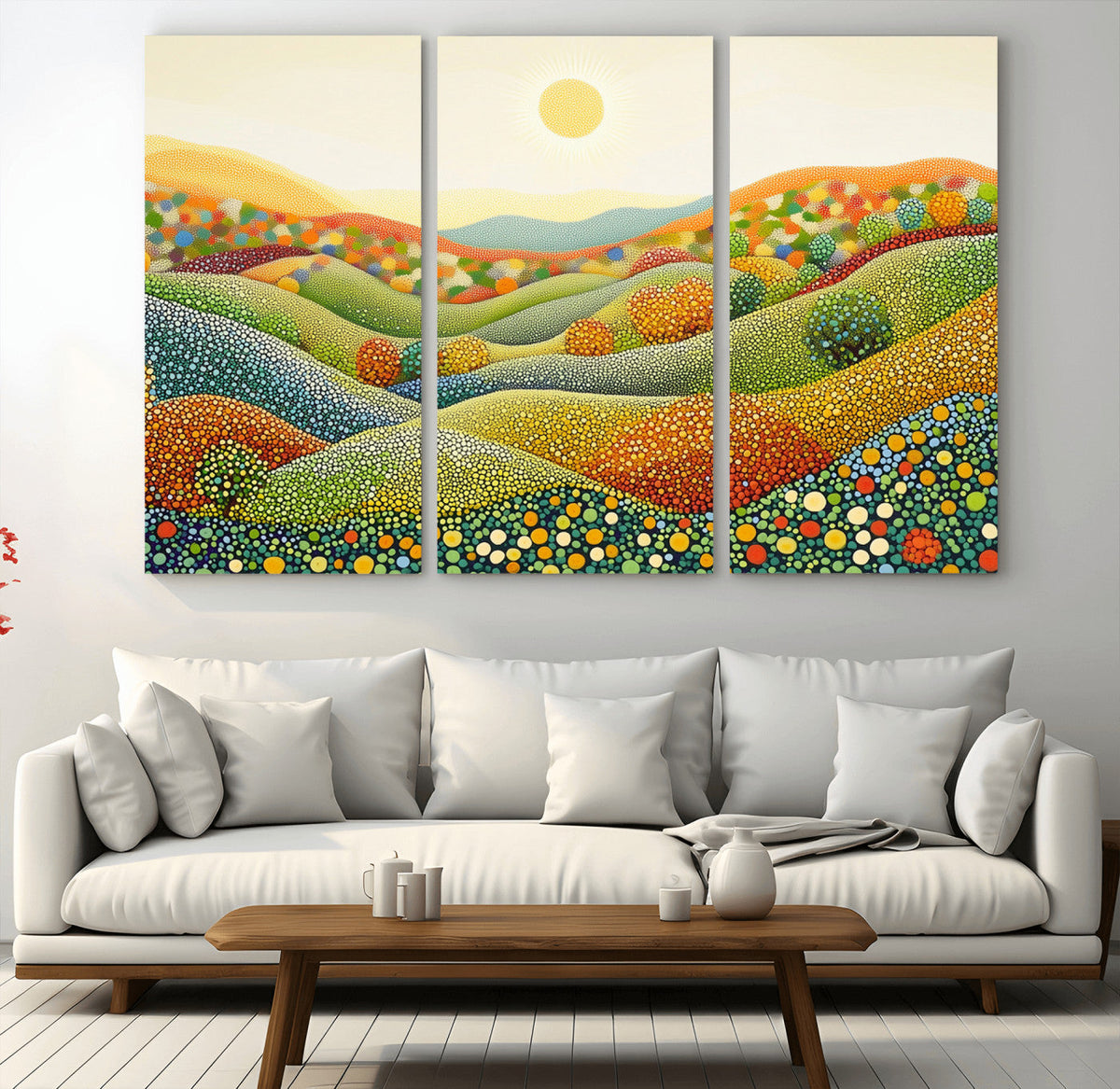 YAYOI KUSAMA Wall Art - Colorful Dot Art Landscape Canvas,