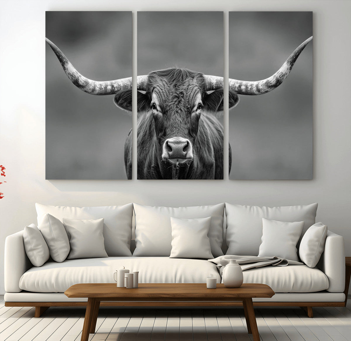 Texas Longhorn Wall Art Canvas Print – Framed Western Bull