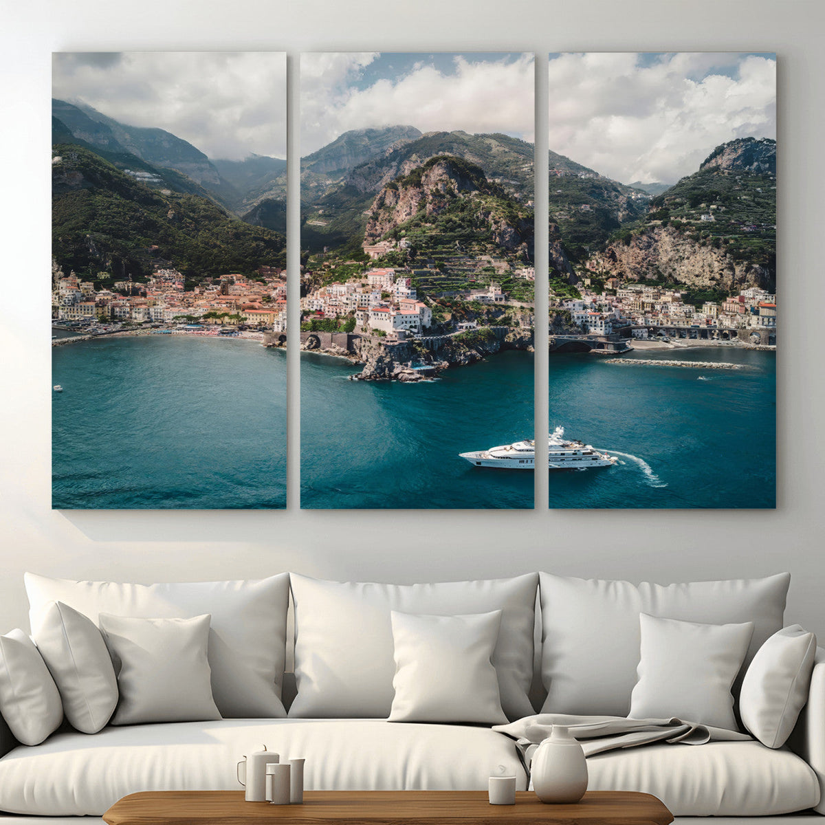 Amalfi Coast Wall Art – Framed Italian Seaside Canvas