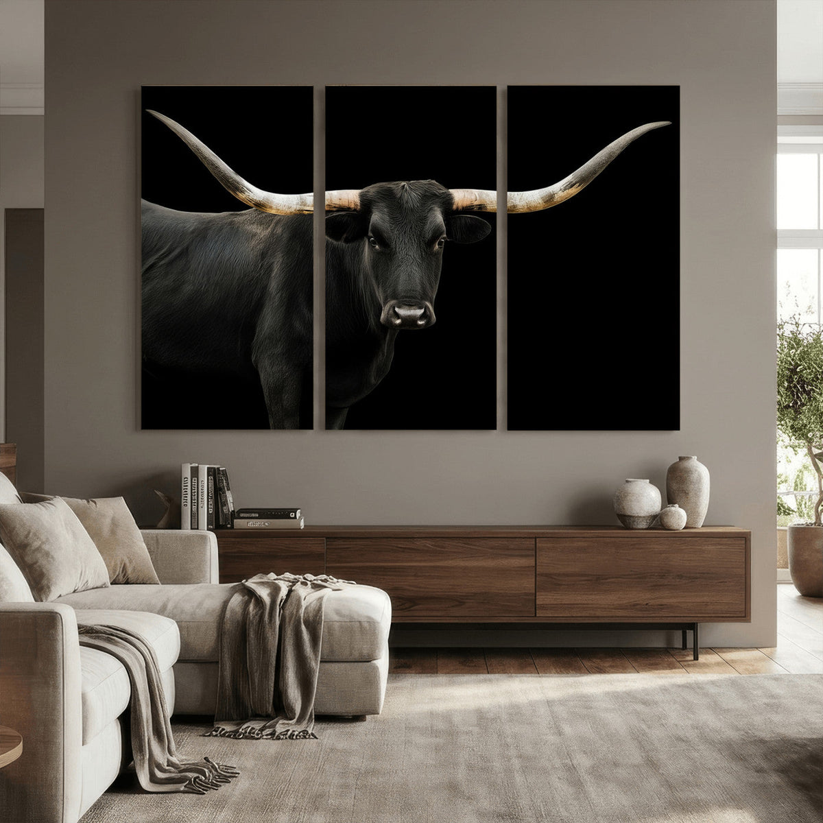 Longhorn Cattle Wall Art Canvas Print – Framed Texas Ranch