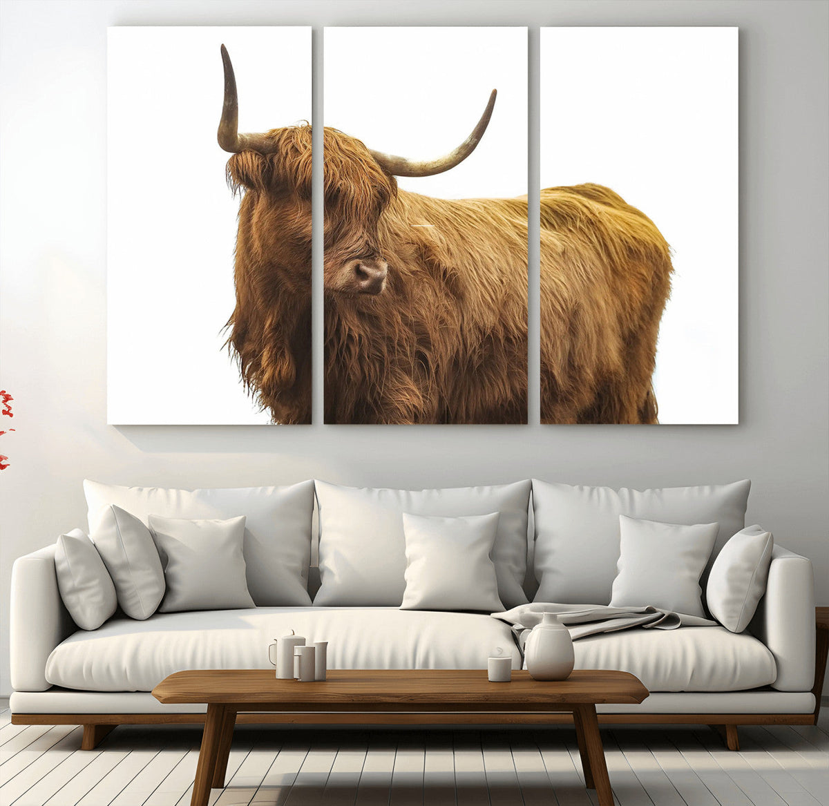 Highland Cow Wall Art Canvas Print – Framed Farmhouse Rustic