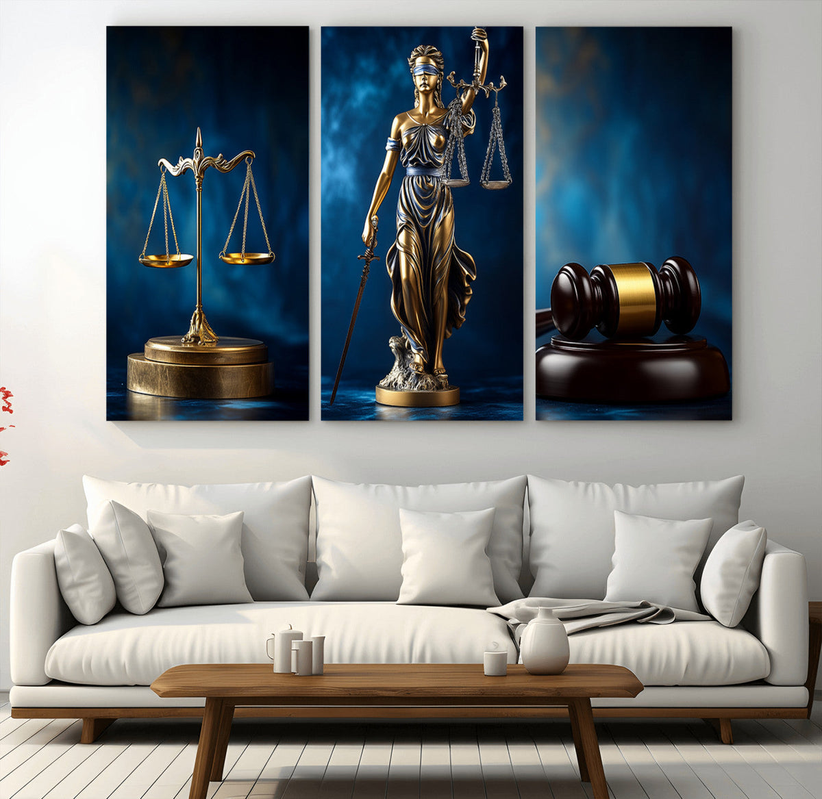 Lady Justice Wall Art Canvas Print – Elegant Gold Legal
