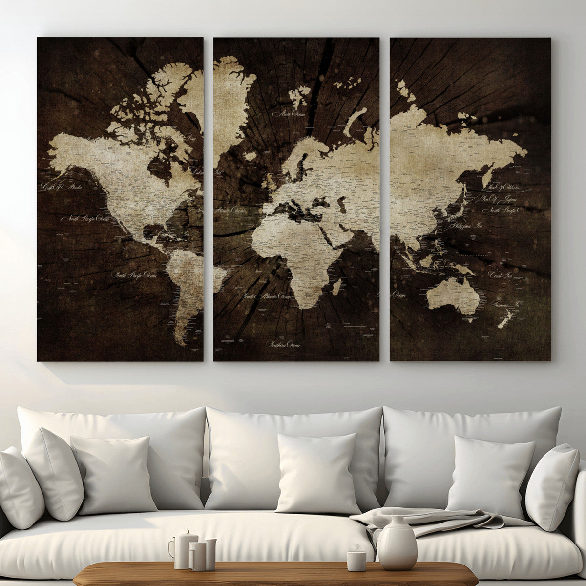 World Map Wall Art Canvas Print – Framed Travel Map Wall Art