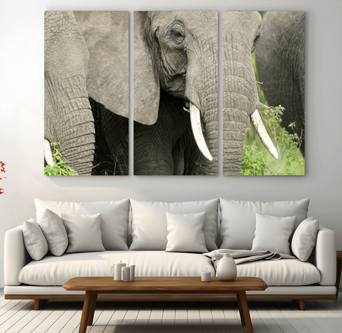 Wild Elephant Wall Art Canvas Print