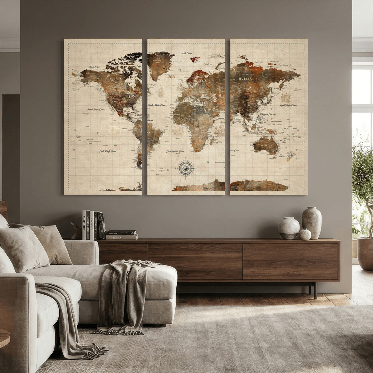 World Map Canvas Print – Framed Detailed Map of the World
