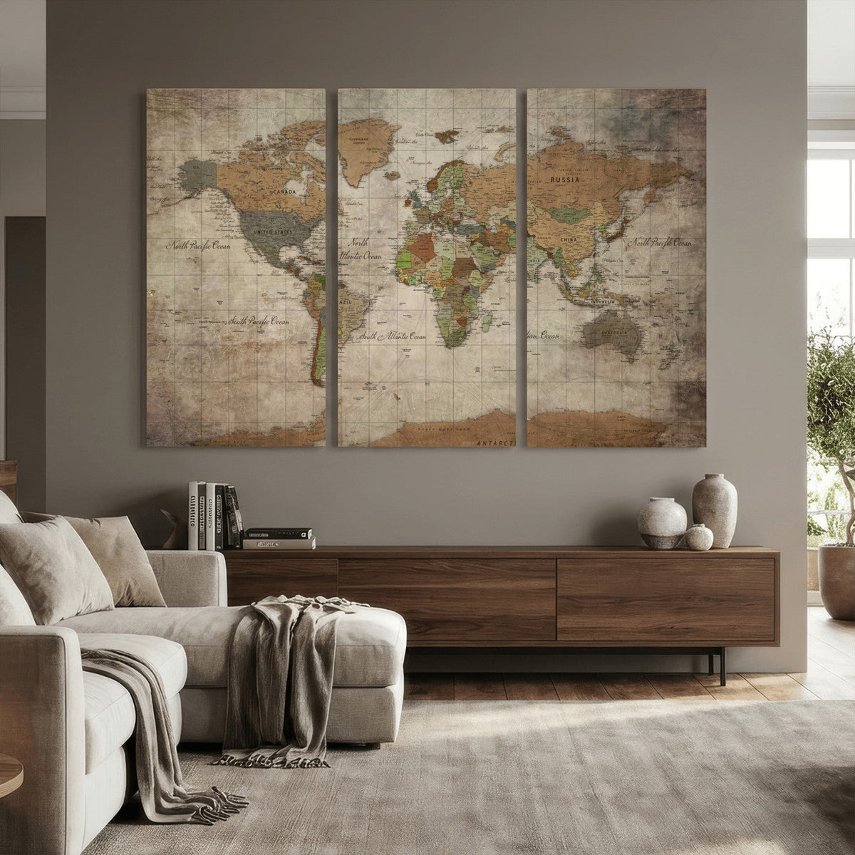 World Map Canvas Print – Framed Travel Map Wall Art for