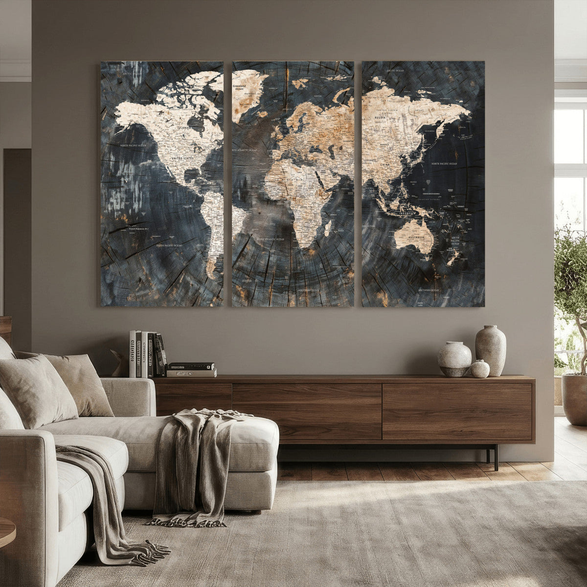 World Map Canvas Print – Detailed Map of the World Wall Art