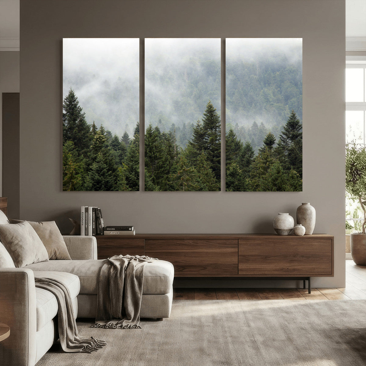 Misty Mountain Forest Wall Art Canvas Print