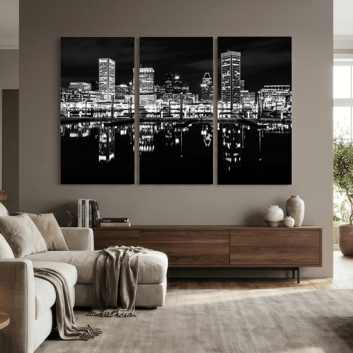 Baltimore Skyline Wall Art Canvas Print, Baltimore Downtown