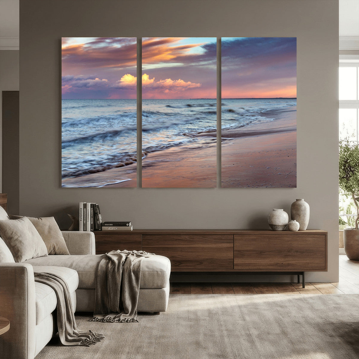 Ocean Sunset Wall Art Canvas Print – Coastal Beach