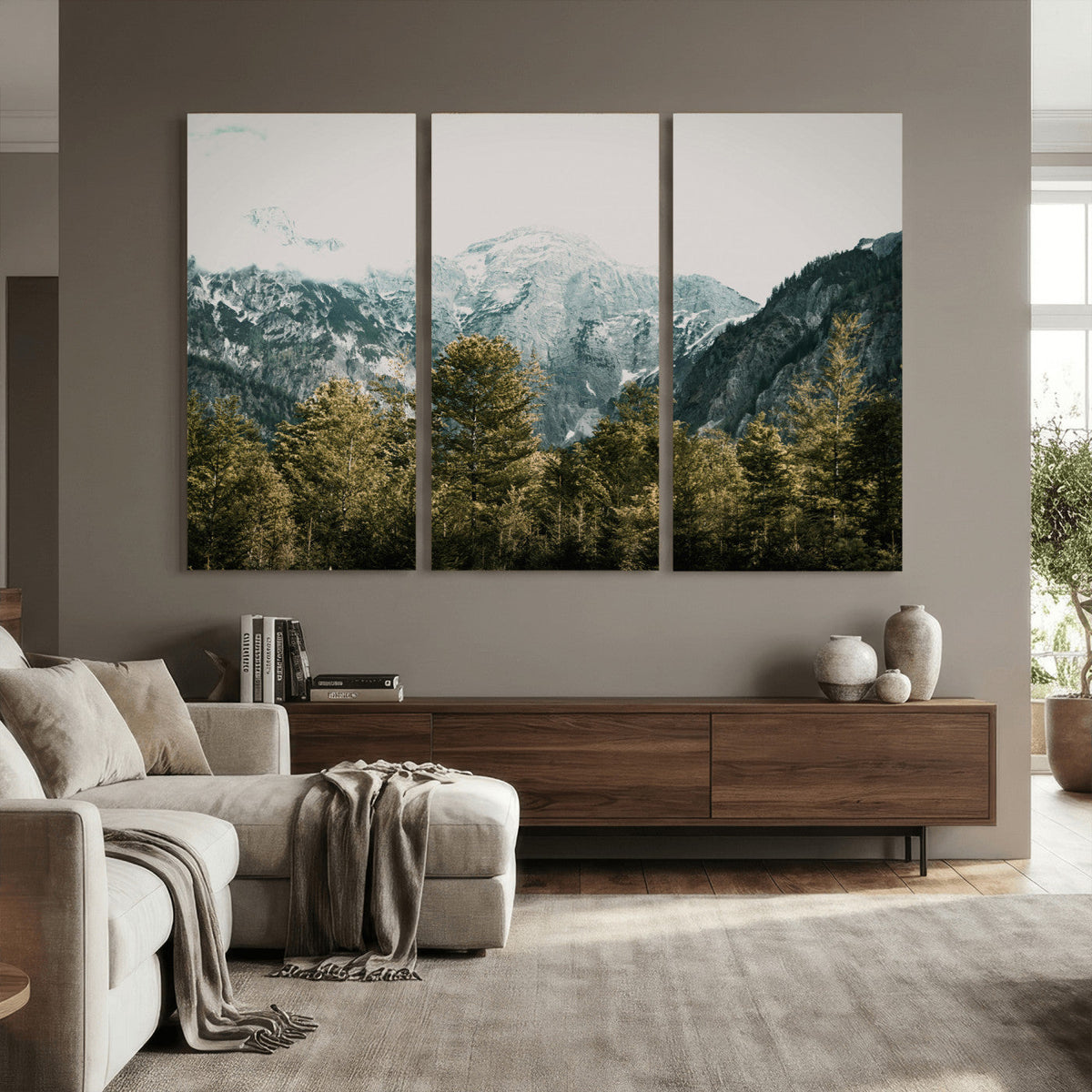 Mountain Forest Wall Art Canvas Print, Alpine Landscape
