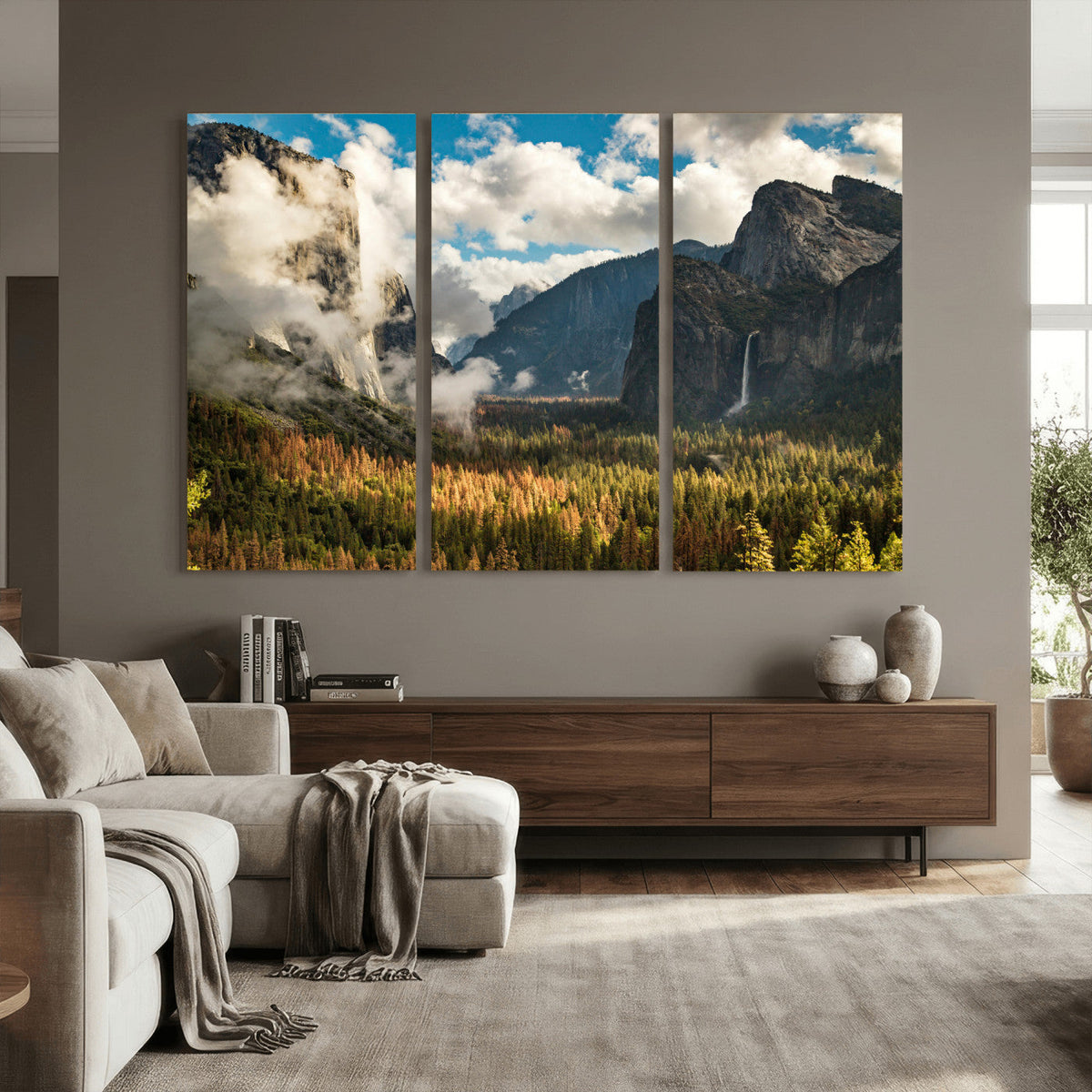 Yosemite Valley River Wall Art Canvas Print