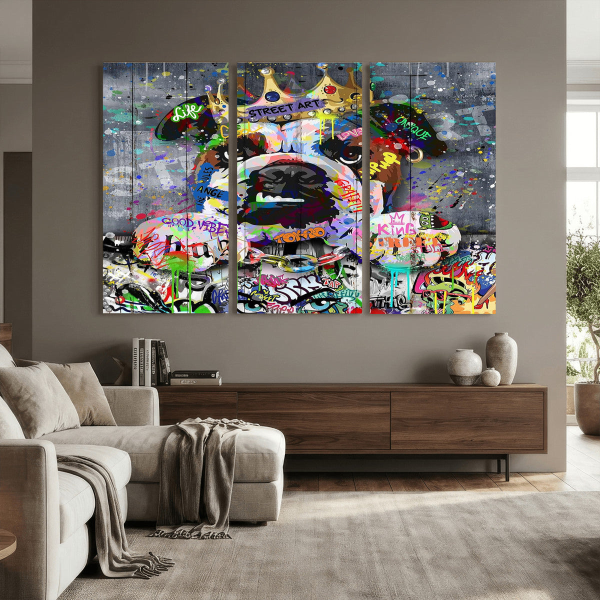 Graffiti Dog Wall Art Decor for Teen Bedroom - Abstract