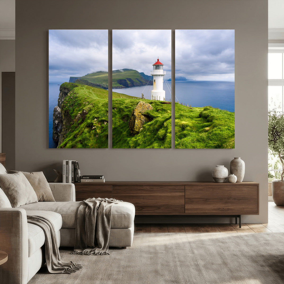 Cliffside Lighthouse Wall Art Canvas Print – Coastal