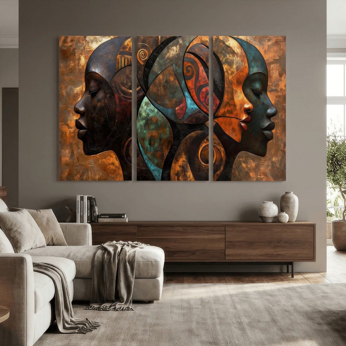 Abstract Afro American Women Wall Art Canvas Print
