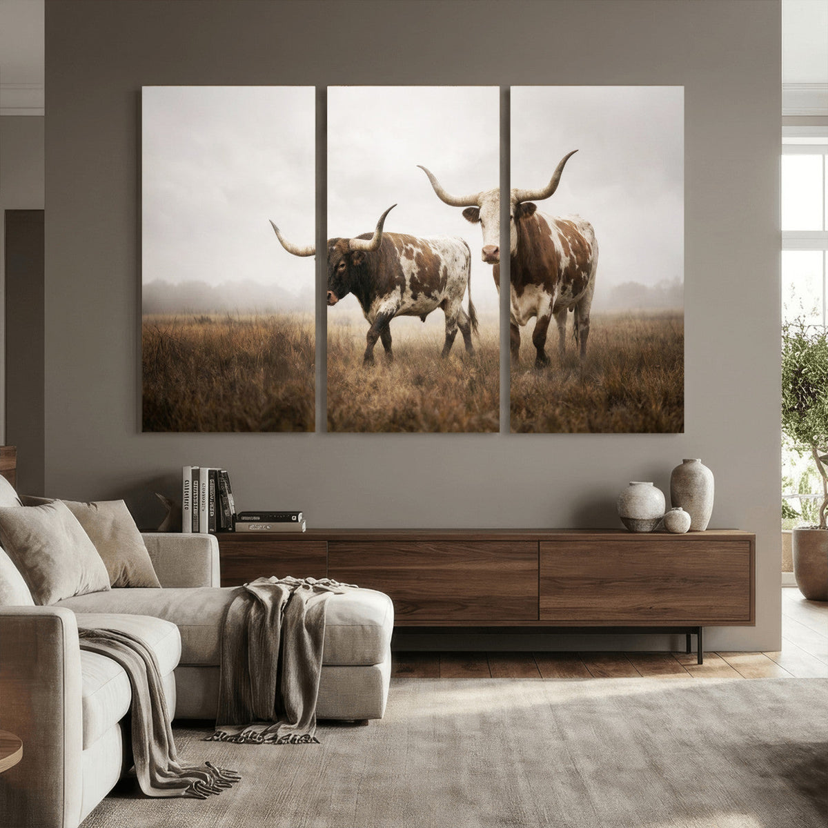 Texas Longhorn Canvas Wall Art Western Bull Desert Moody
