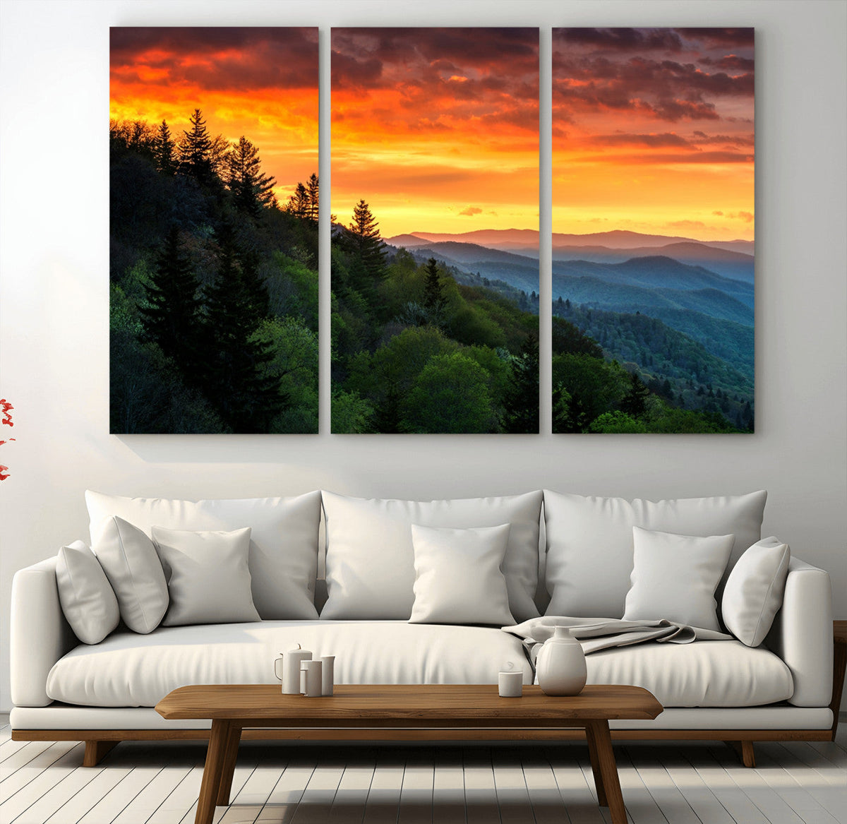 Forest Landscape Wall Art Sunset Canvas, Forest Sunset