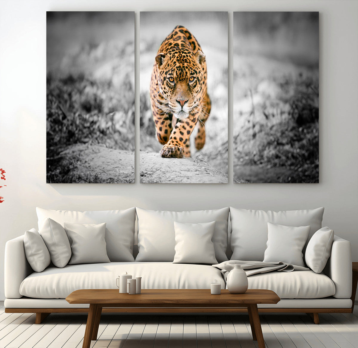 Jaguar Wall Art Canvas Print - Majestic Big Cat in Focused