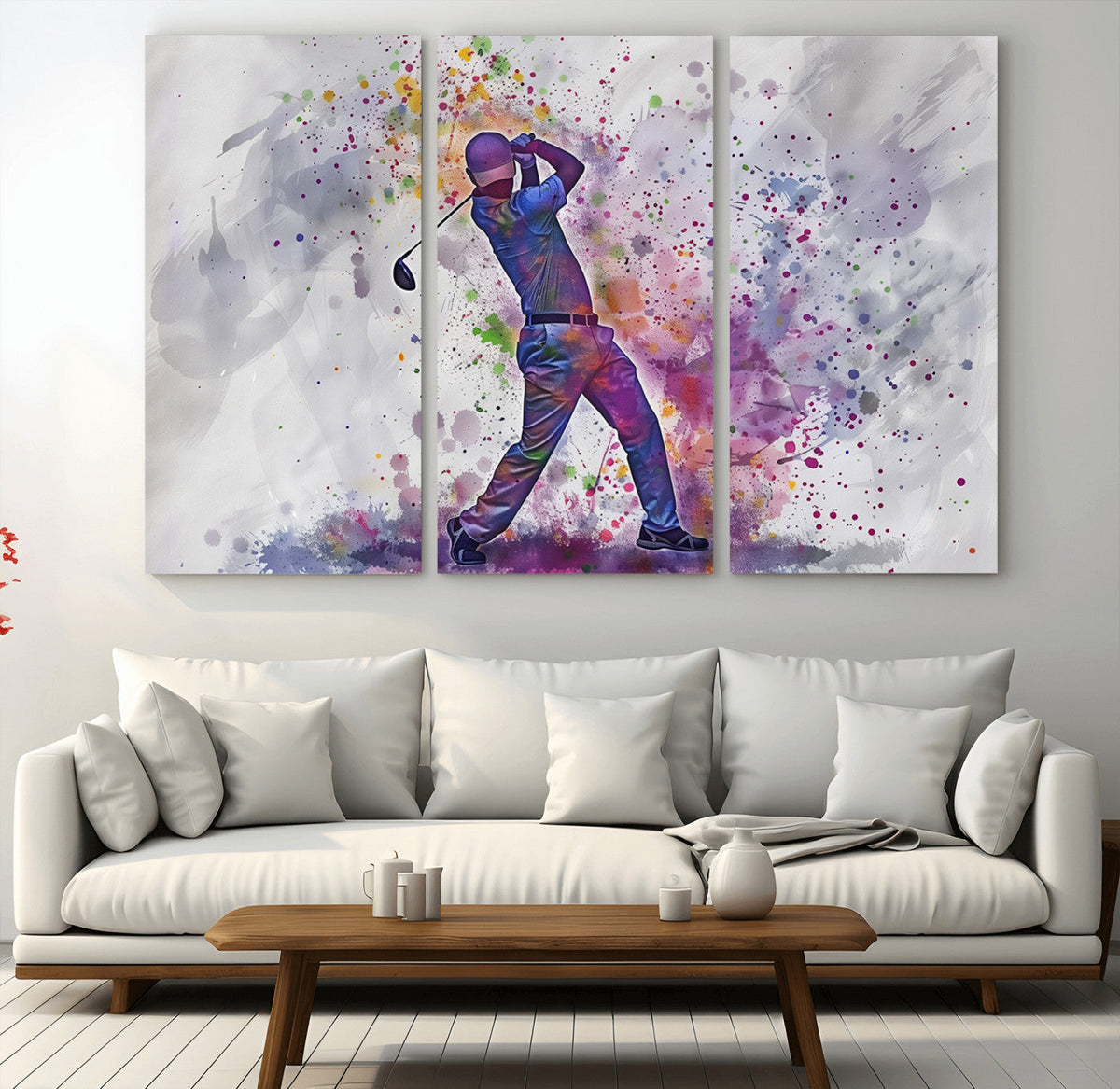 Watercolor Golf Swing Wall Art Canvas Print | Vibrant