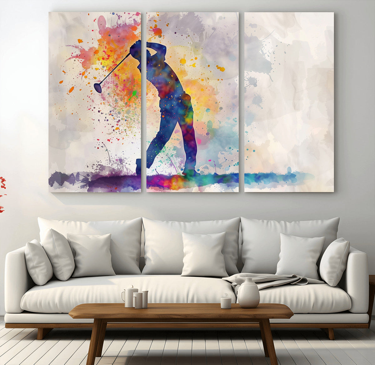 Watercolor Golf Swing Wall Art Canvas Print | Vibrant