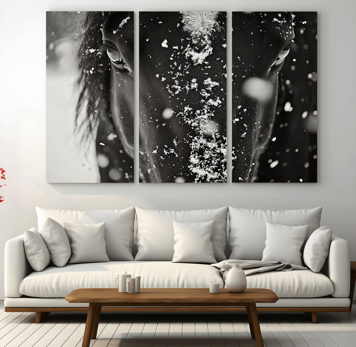Winter Horse Snow Wall Art Canvas Print