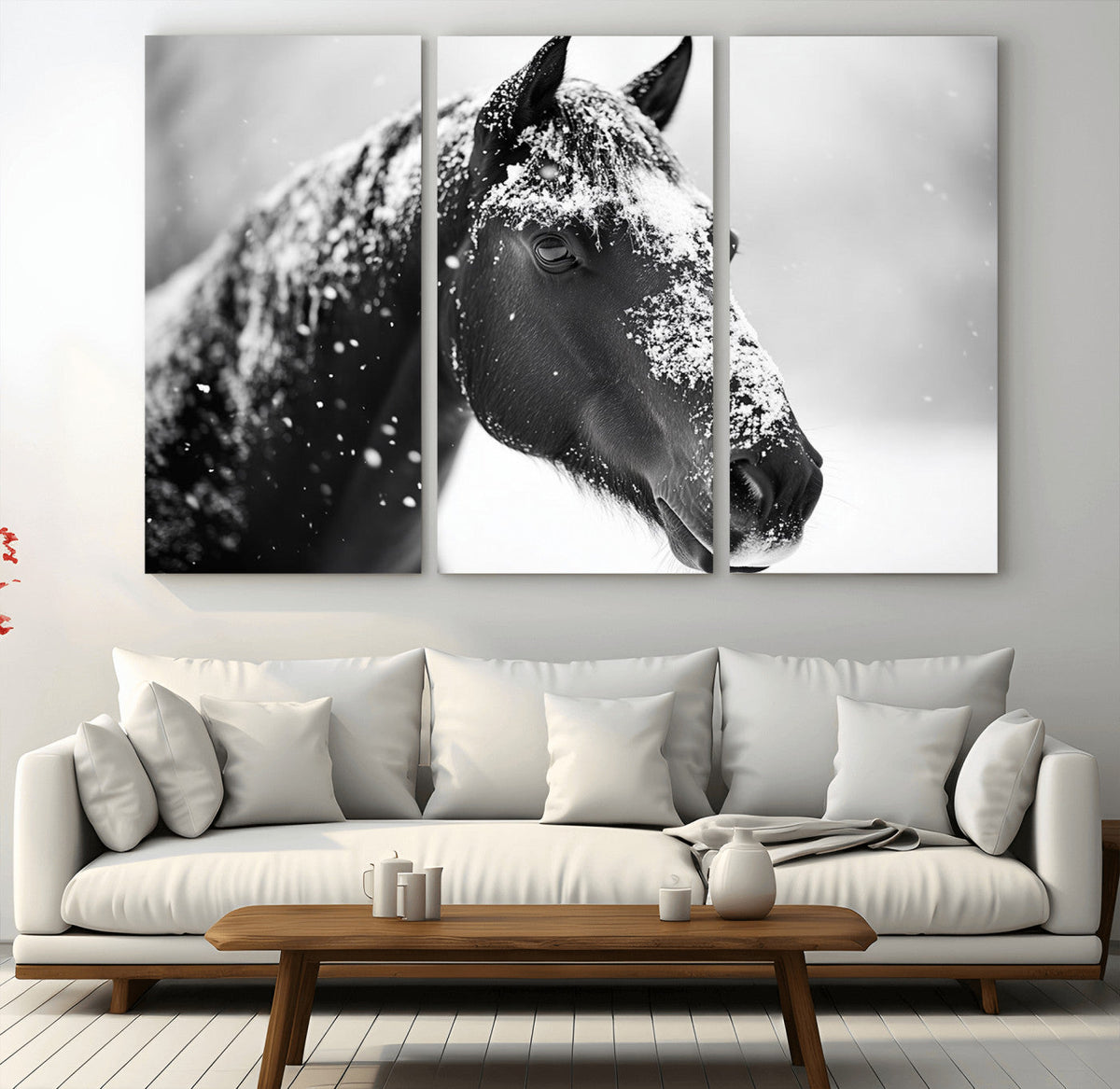 Horse Canvas Print - Winter Horse Snow Wall Art Canvas Print