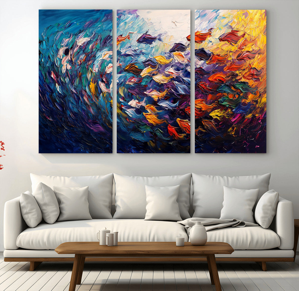 Vibrant Abstract Fish Swarm Art – Colorful Fish Inspired