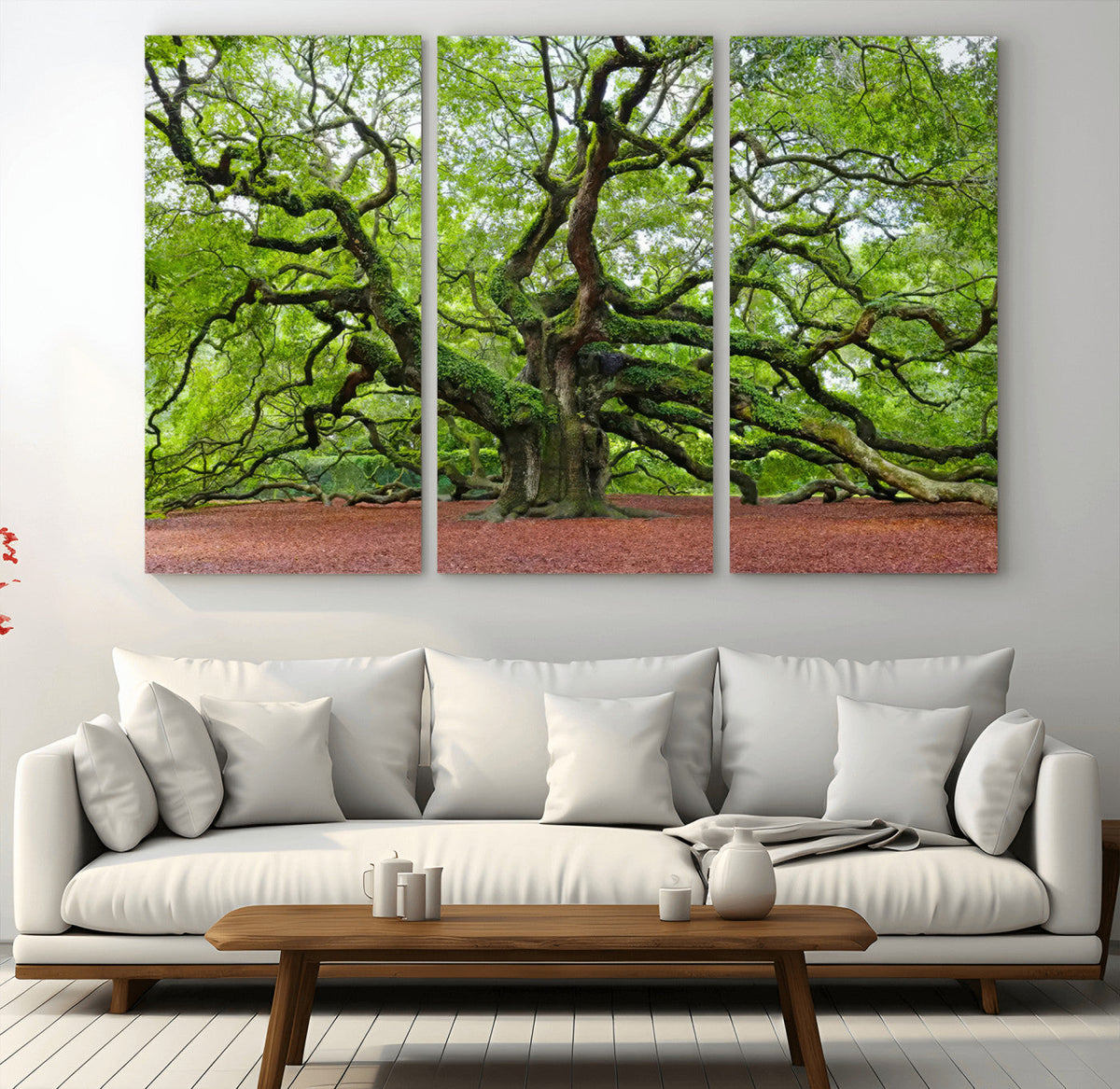 Framed Angel Oak Tree Wall Art - 3-Panel Canvas Prints,